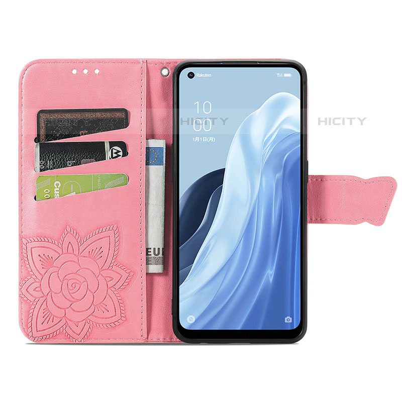 Handytasche Stand Schutzhülle Flip Leder Hülle Schmetterling für Oppo Reno7 A groß