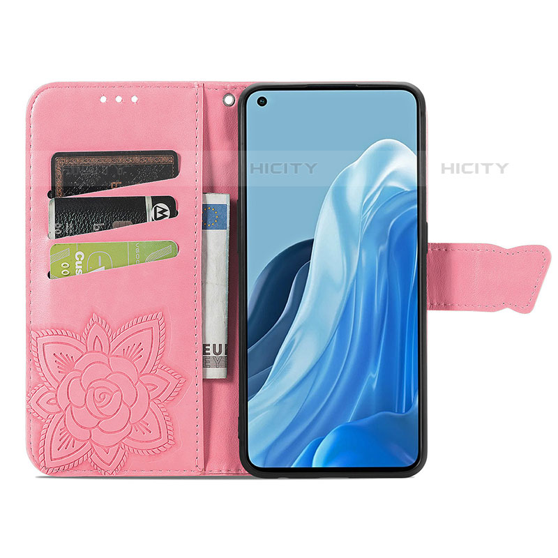 Handytasche Stand Schutzhülle Flip Leder Hülle Schmetterling für Oppo Reno7 Pro 5G groß