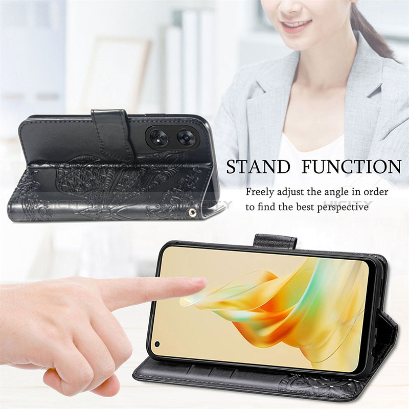 Handytasche Stand Schutzhülle Flip Leder Hülle Schmetterling für Oppo Reno8 T 4G