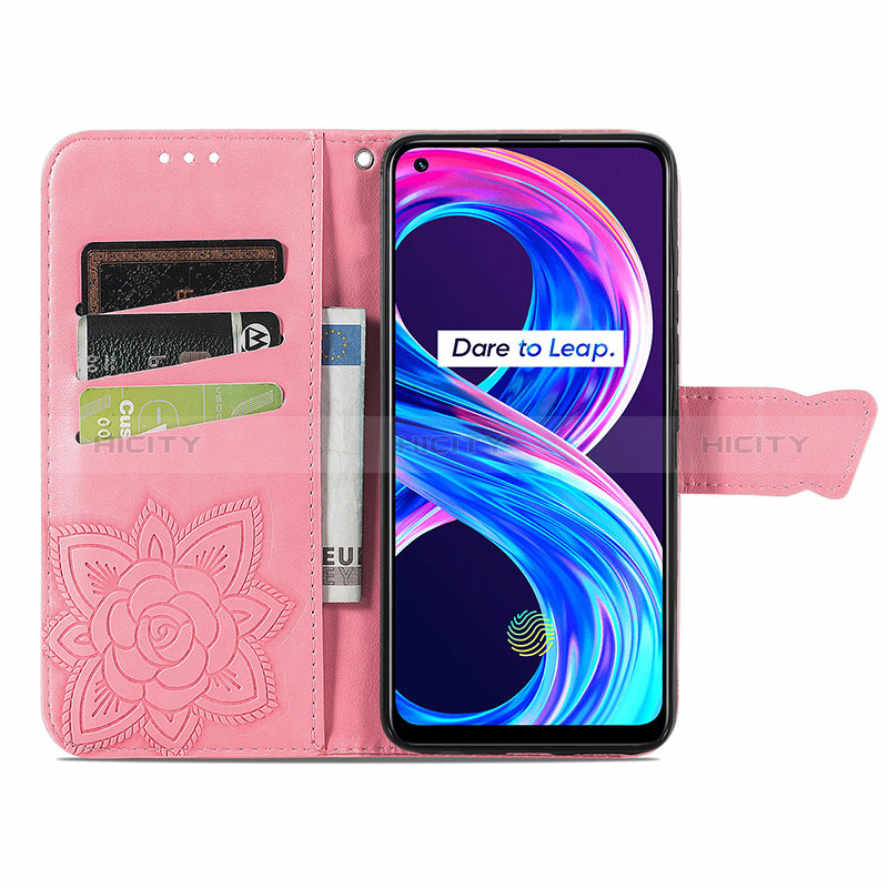 Handytasche Stand Schutzhülle Flip Leder Hülle Schmetterling für Realme 8 Pro