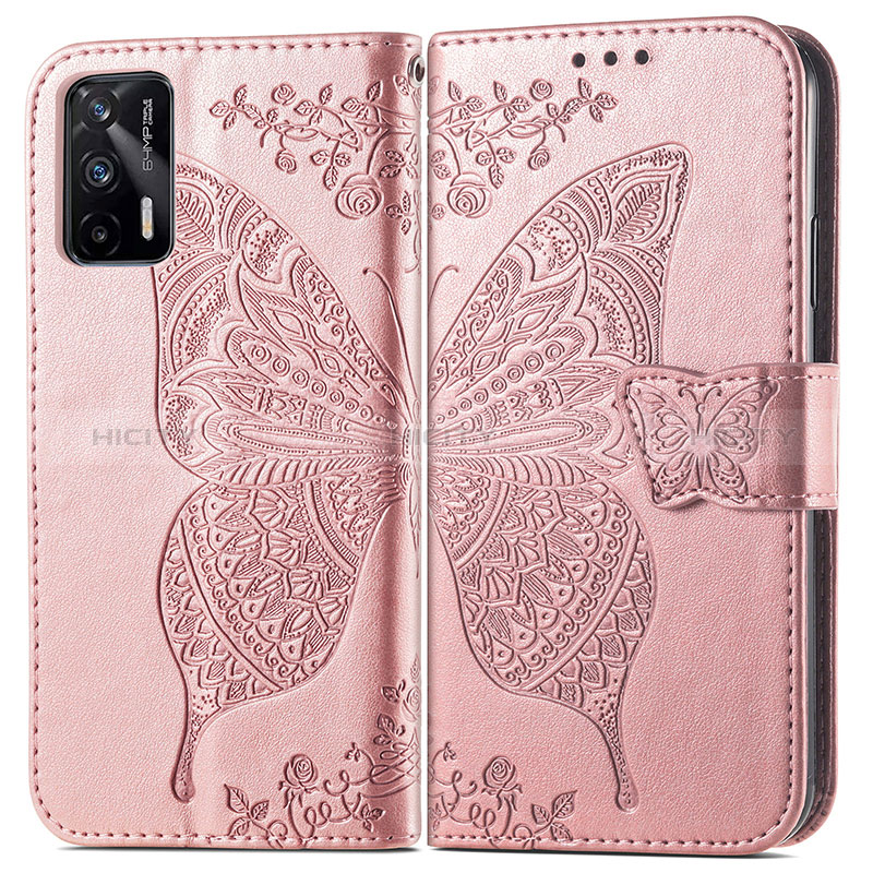 Handytasche Stand Schutzhülle Flip Leder Hülle Schmetterling für Realme GT Neo 2T 5G Rosegold