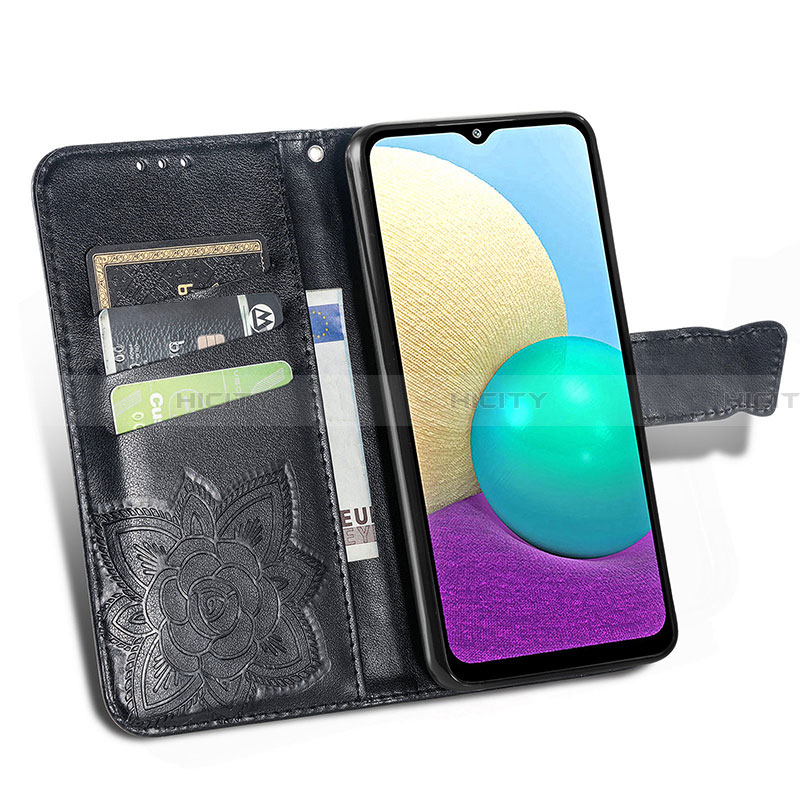 Handytasche Stand Schutzhülle Flip Leder Hülle Schmetterling für Samsung Galaxy A02