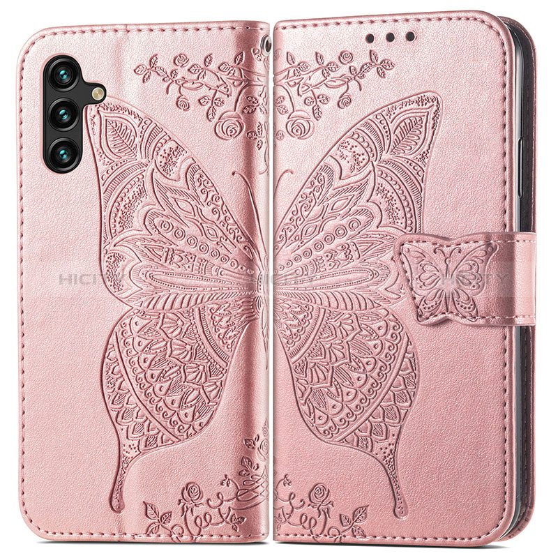 Handytasche Stand Schutzhülle Flip Leder Hülle Schmetterling für Samsung Galaxy A04s Rosa