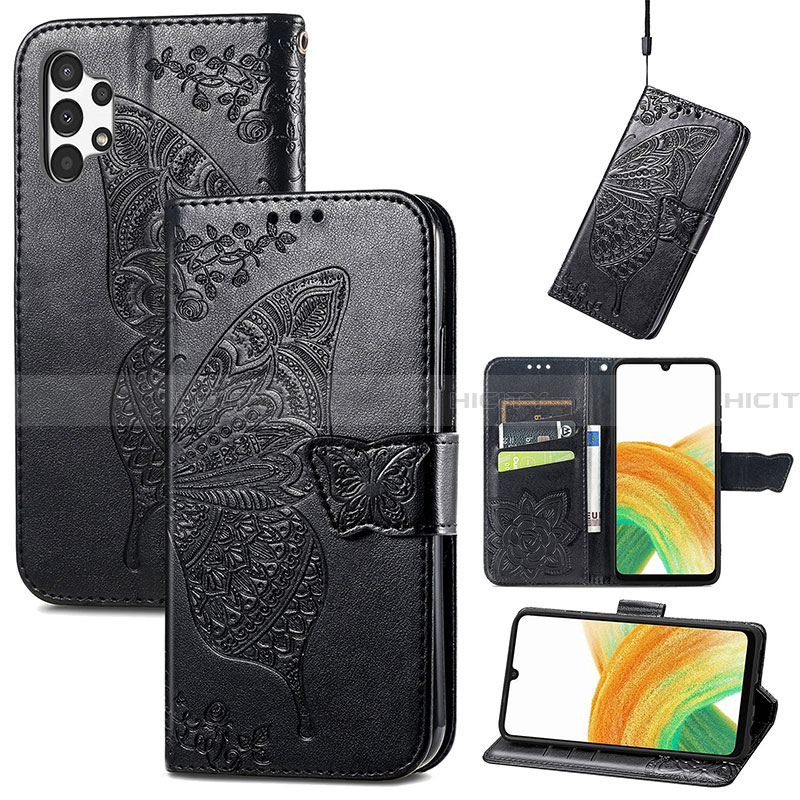 Handytasche Stand Schutzhülle Flip Leder Hülle Schmetterling für Samsung Galaxy A13 4G