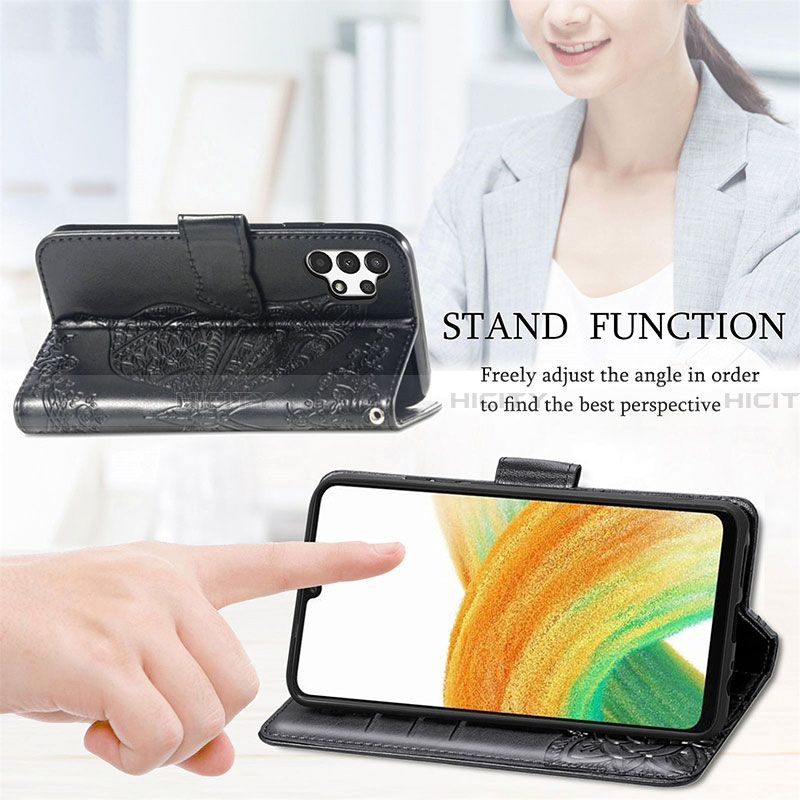 Handytasche Stand Schutzhülle Flip Leder Hülle Schmetterling für Samsung Galaxy A13 4G