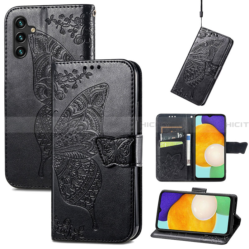 Handytasche Stand Schutzhülle Flip Leder Hülle Schmetterling für Samsung Galaxy A13 5G groß