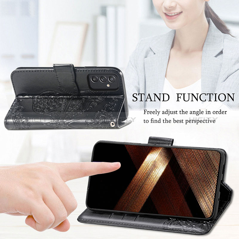 Handytasche Stand Schutzhülle Flip Leder Hülle Schmetterling für Samsung Galaxy A15 4G groß