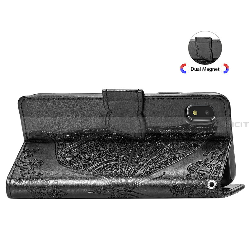 Handytasche Stand Schutzhülle Flip Leder Hülle Schmetterling für Samsung Galaxy A21 SC-42A groß