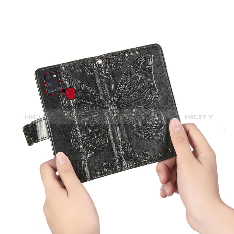 Handytasche Stand Schutzhülle Flip Leder Hülle Schmetterling für Samsung Galaxy A21s