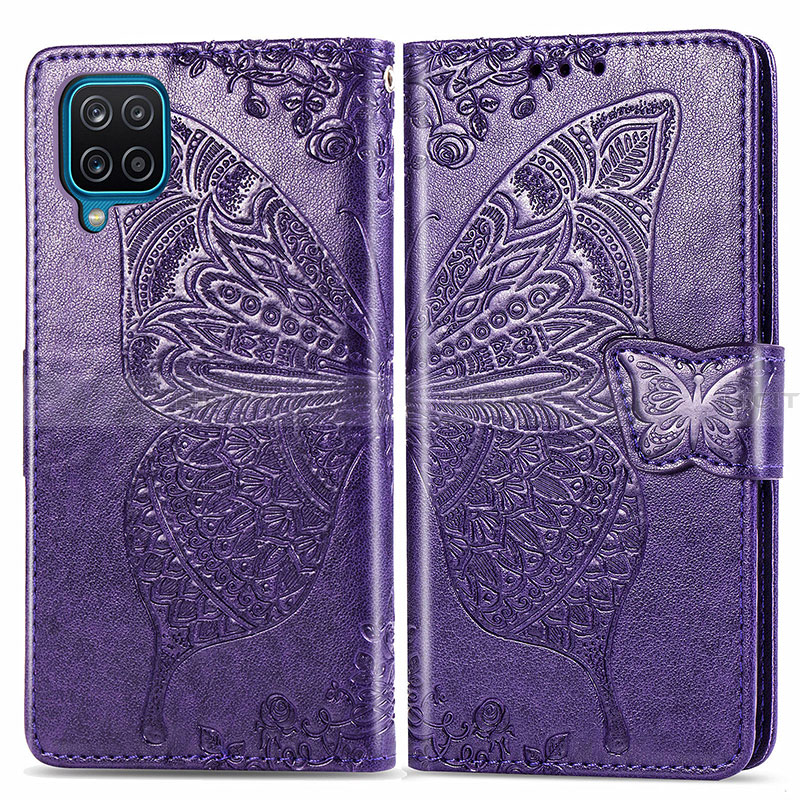 Handytasche Stand Schutzhülle Flip Leder Hülle Schmetterling für Samsung Galaxy A22 4G Violett