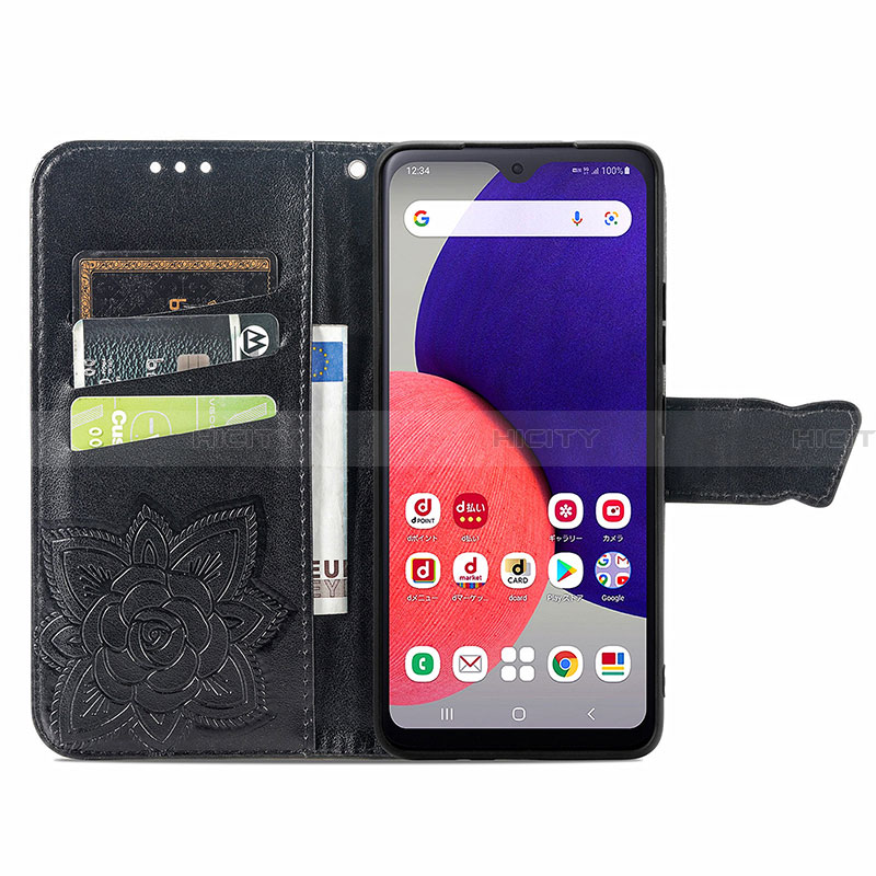 Handytasche Stand Schutzhülle Flip Leder Hülle Schmetterling für Samsung Galaxy A22 5G SC-56B groß