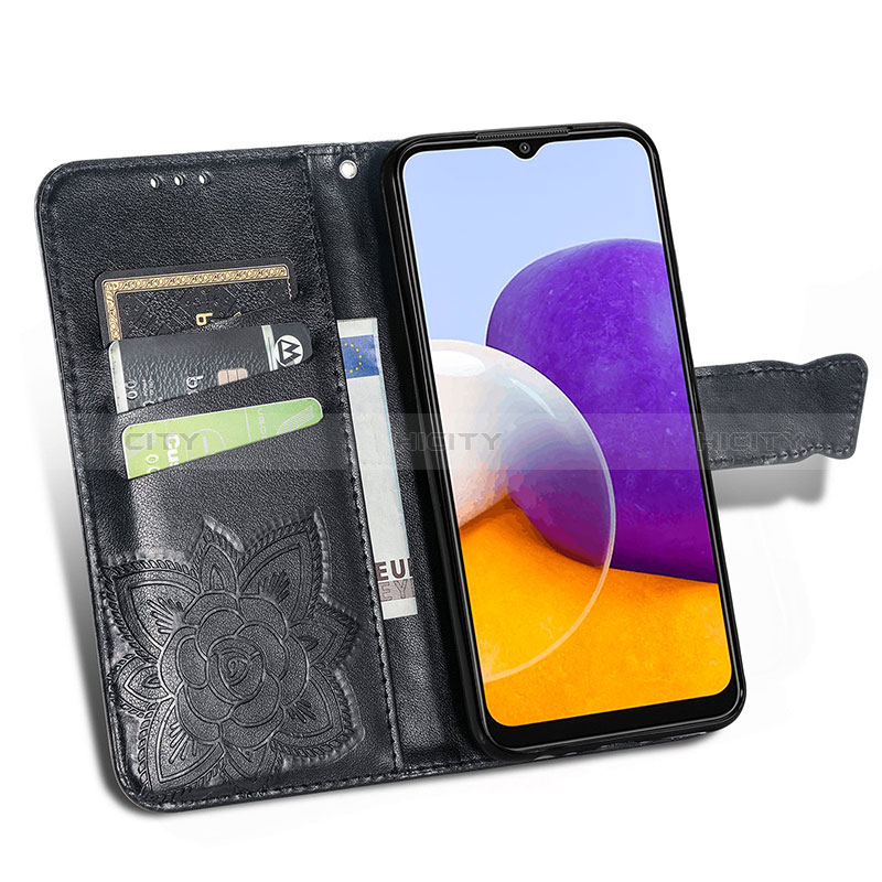 Handytasche Stand Schutzhülle Flip Leder Hülle Schmetterling für Samsung Galaxy A22s 5G groß