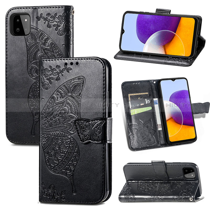 Handytasche Stand Schutzhülle Flip Leder Hülle Schmetterling für Samsung Galaxy A22s 5G