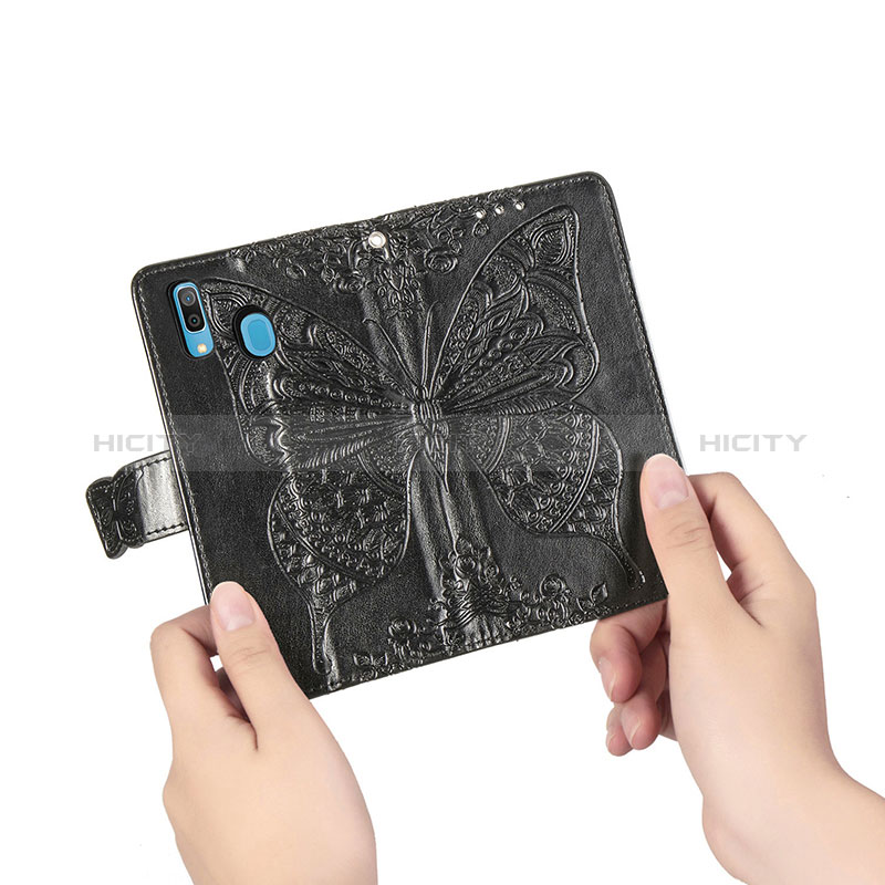 Handytasche Stand Schutzhülle Flip Leder Hülle Schmetterling für Samsung Galaxy A30