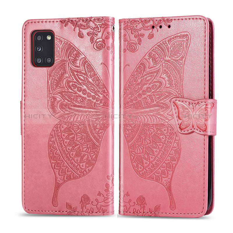 Handytasche Stand Schutzhülle Flip Leder Hülle Schmetterling für Samsung Galaxy A31 Pink Plus