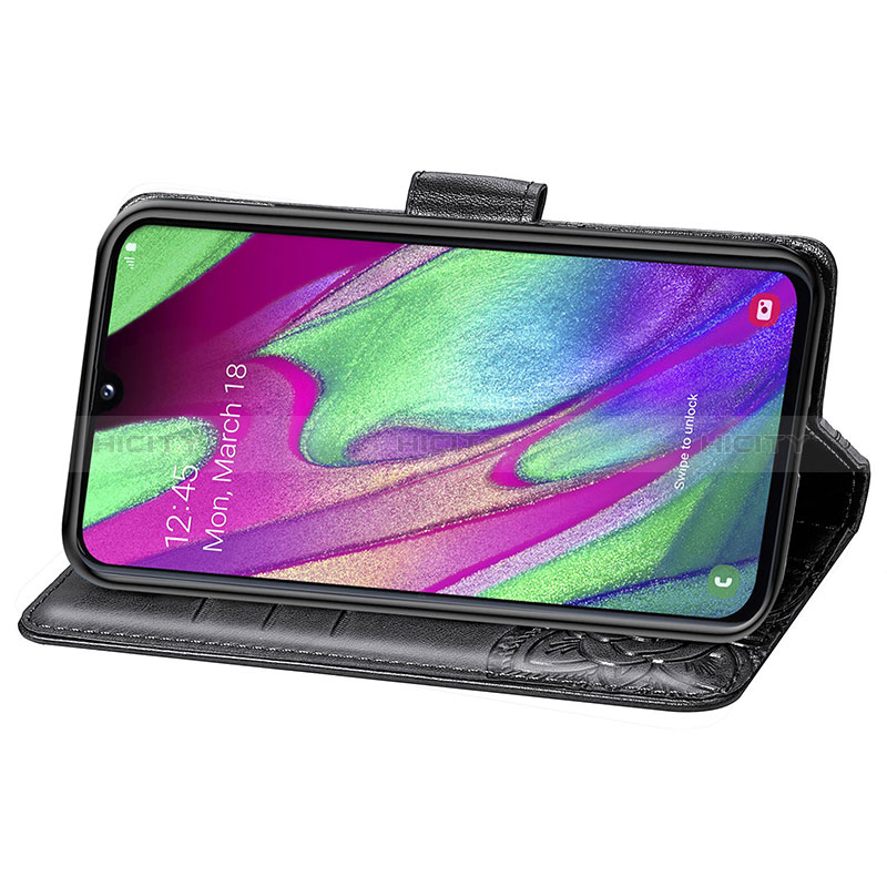 Handytasche Stand Schutzhülle Flip Leder Hülle Schmetterling für Samsung Galaxy A40 groß