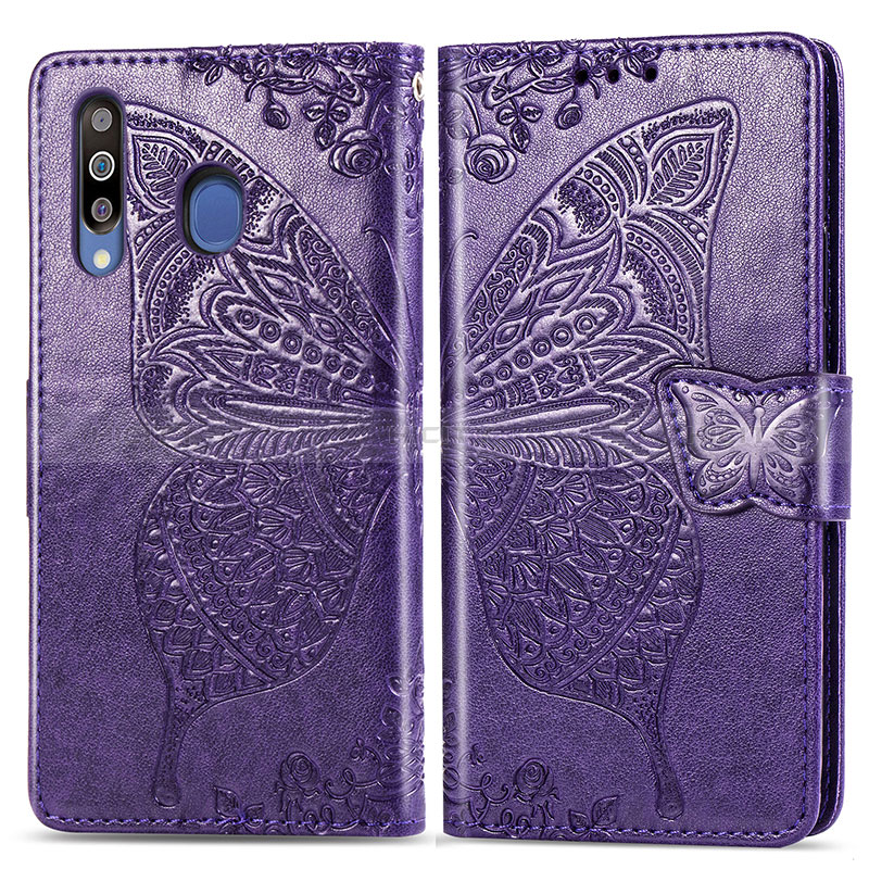 Handytasche Stand Schutzhülle Flip Leder Hülle Schmetterling für Samsung Galaxy A40s Violett