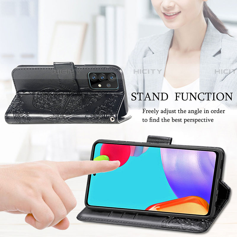 Handytasche Stand Schutzhülle Flip Leder Hülle Schmetterling für Samsung Galaxy A52 4G