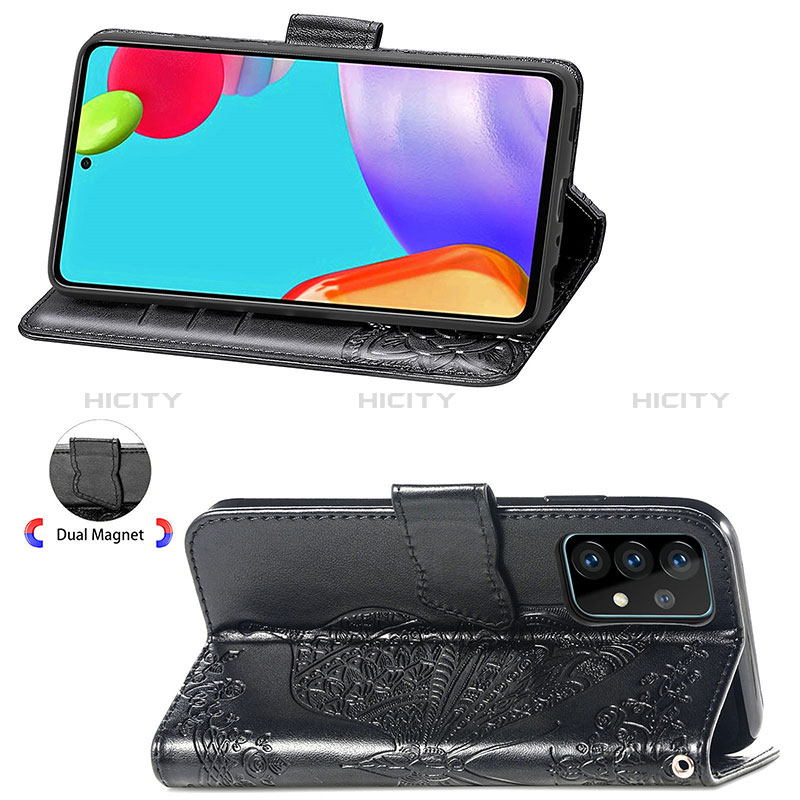 Handytasche Stand Schutzhülle Flip Leder Hülle Schmetterling für Samsung Galaxy A52s 5G groß