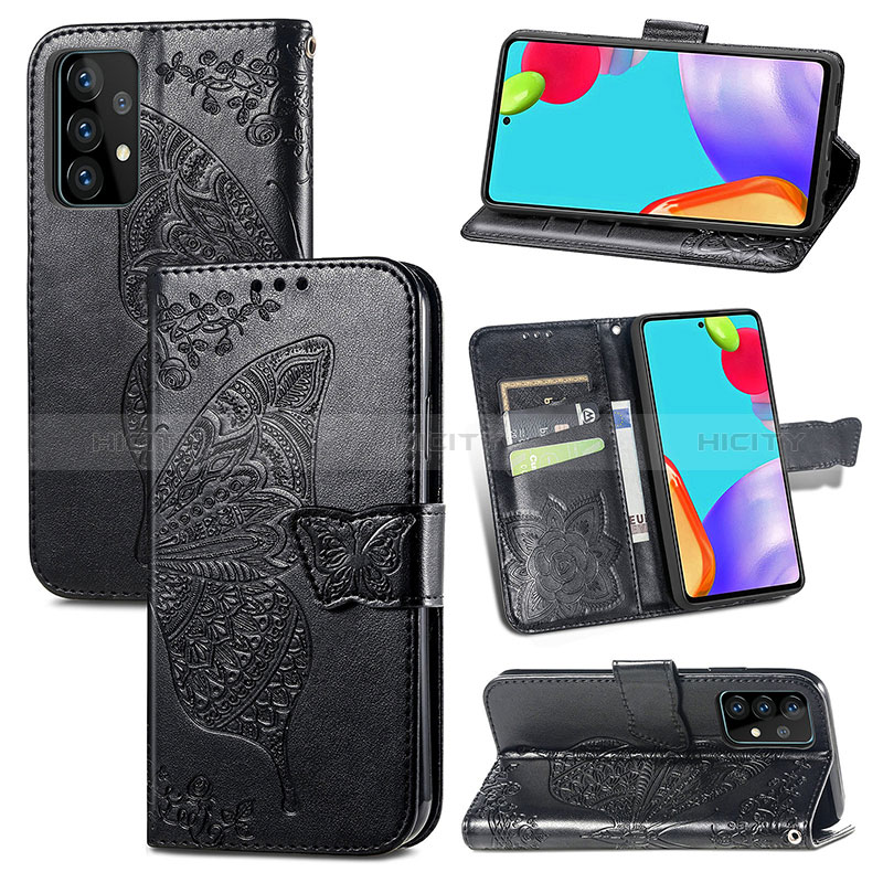 Handytasche Stand Schutzhülle Flip Leder Hülle Schmetterling für Samsung Galaxy A52s 5G groß