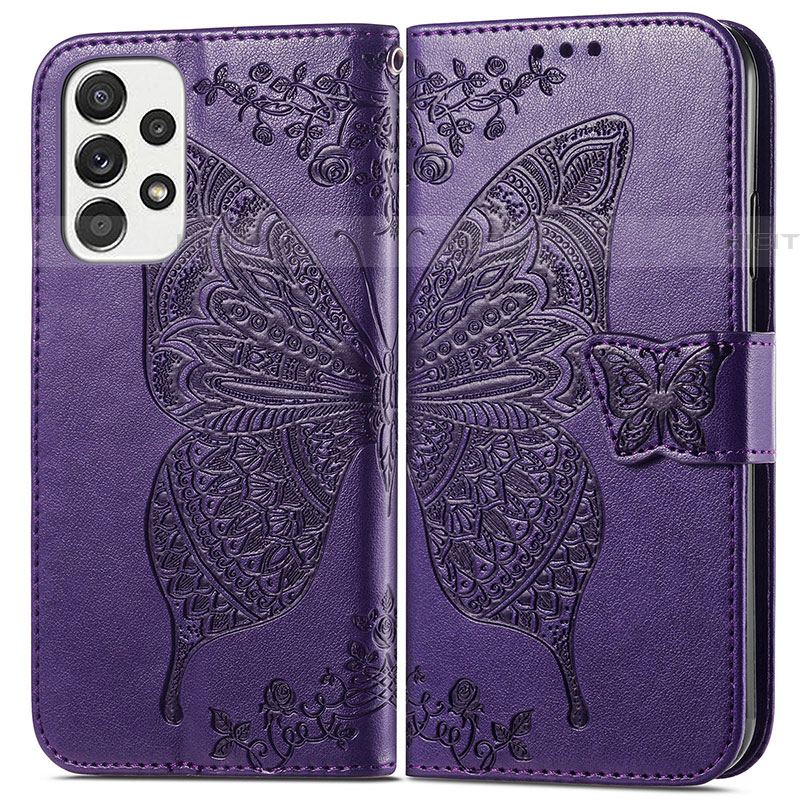 Handytasche Stand Schutzhülle Flip Leder Hülle Schmetterling für Samsung Galaxy A53 5G Violett