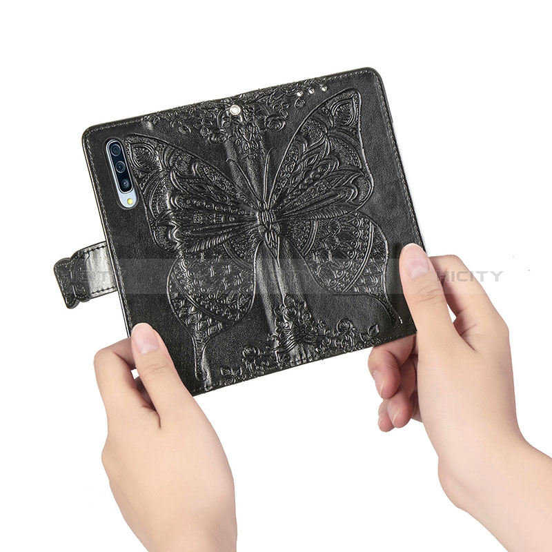 Handytasche Stand Schutzhülle Flip Leder Hülle Schmetterling für Samsung Galaxy A70