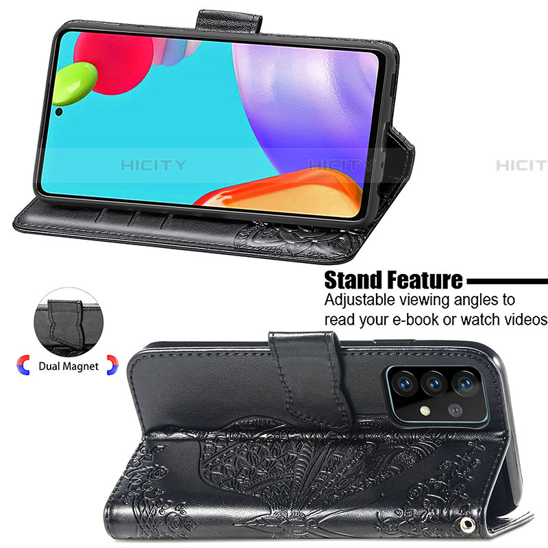 Handytasche Stand Schutzhülle Flip Leder Hülle Schmetterling für Samsung Galaxy A72 4G groß