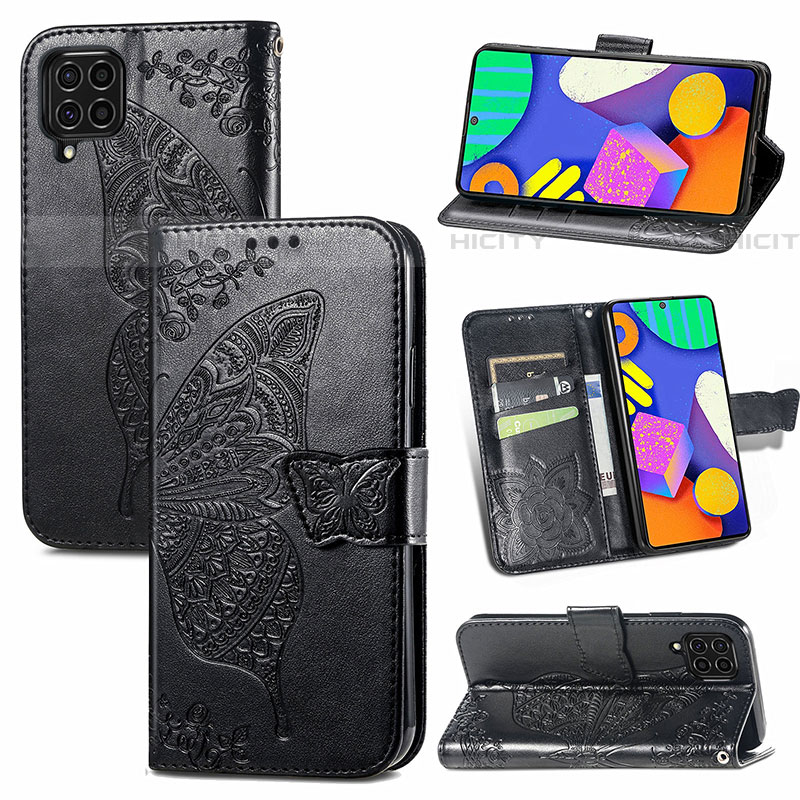 Handytasche Stand Schutzhülle Flip Leder Hülle Schmetterling für Samsung Galaxy F62 5G groß