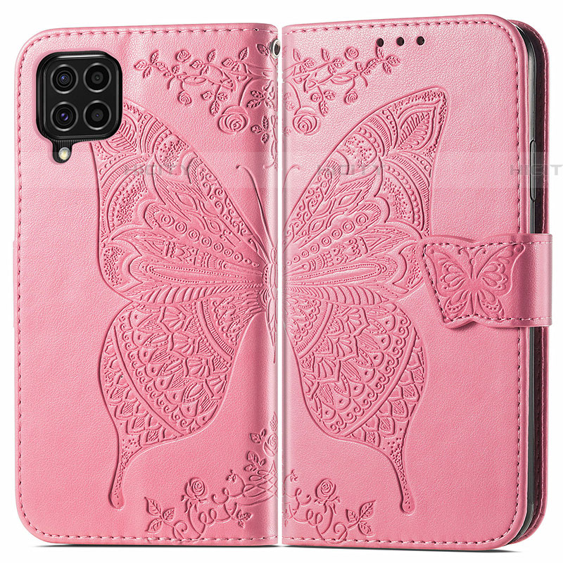 Handytasche Stand Schutzhülle Flip Leder Hülle Schmetterling für Samsung Galaxy F62 5G Pink Plus