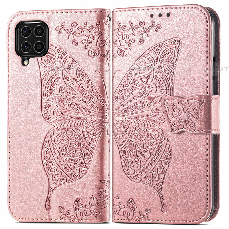 Handytasche Stand Schutzhülle Flip Leder Hülle Schmetterling für Samsung Galaxy F62 5G Rosa