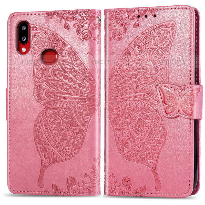 Handytasche Stand Schutzhülle Flip Leder Hülle Schmetterling für Samsung Galaxy M01s Pink