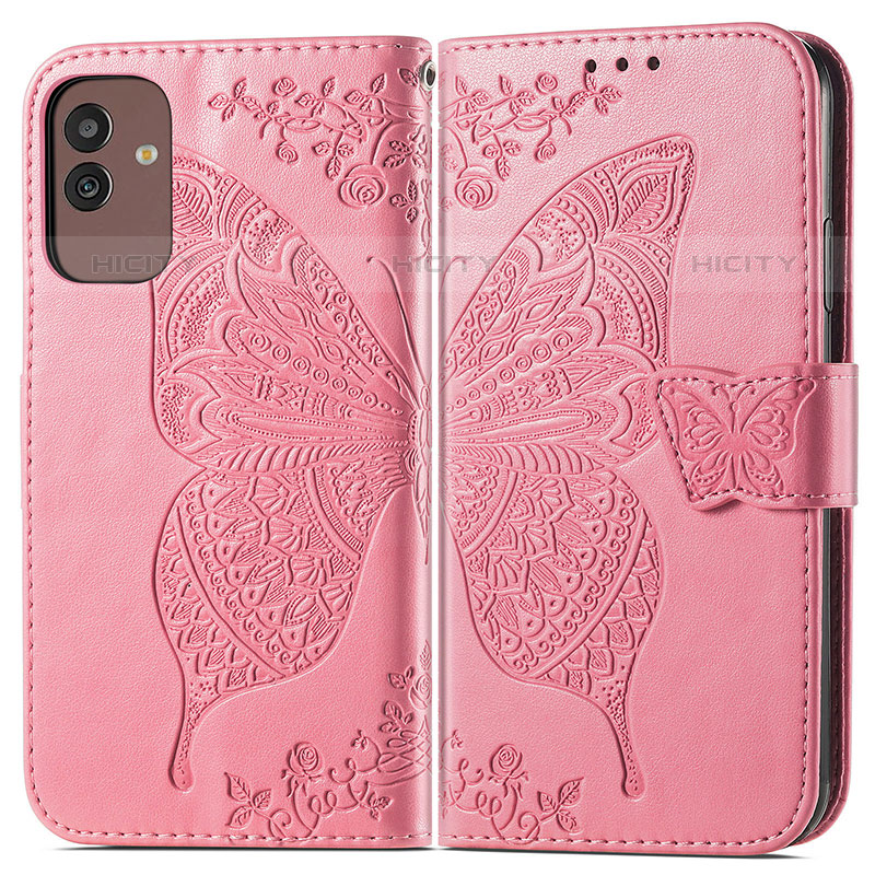 Handytasche Stand Schutzhülle Flip Leder Hülle Schmetterling für Samsung Galaxy M13 5G Pink