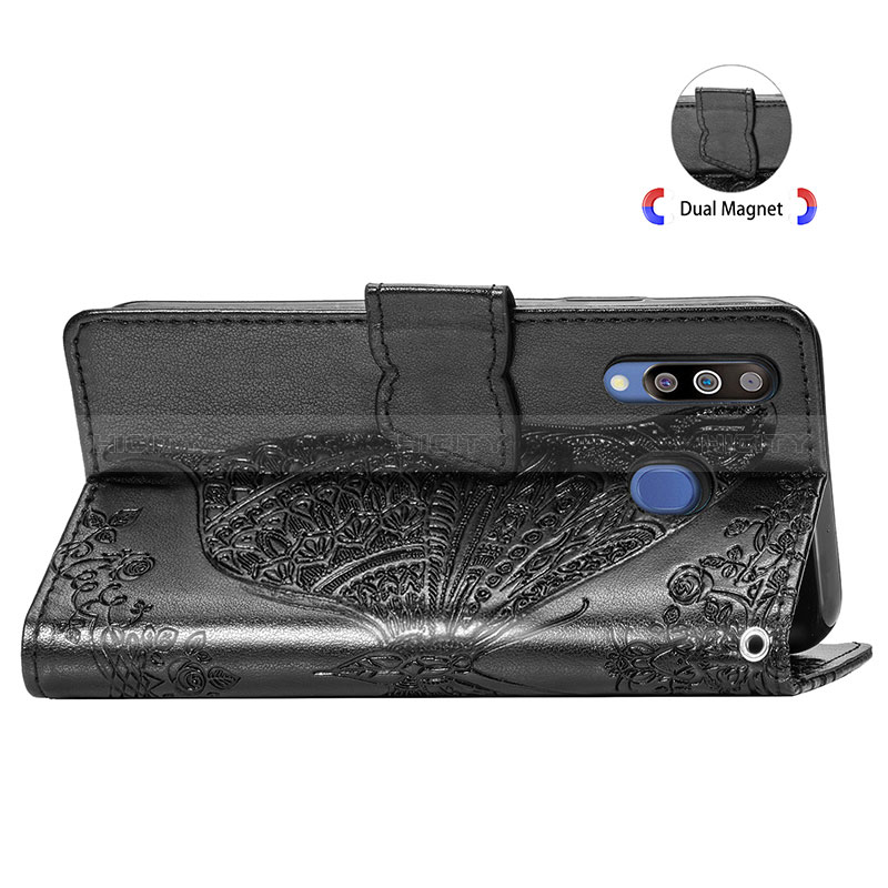 Handytasche Stand Schutzhülle Flip Leder Hülle Schmetterling für Samsung Galaxy M30