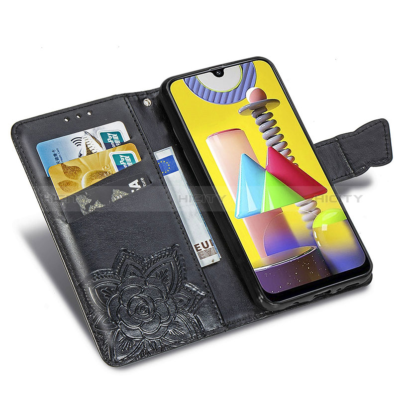 Handytasche Stand Schutzhülle Flip Leder Hülle Schmetterling für Samsung Galaxy M31 groß