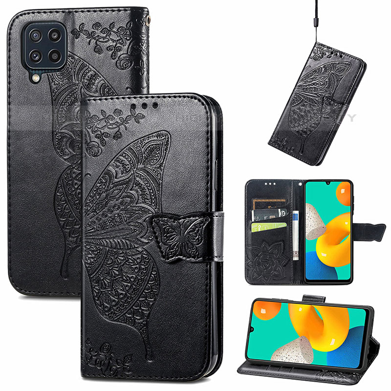 Handytasche Stand Schutzhülle Flip Leder Hülle Schmetterling für Samsung Galaxy M32 4G