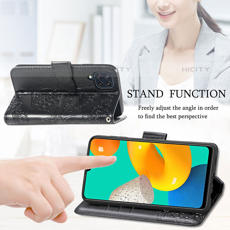 Handytasche Stand Schutzhülle Flip Leder Hülle Schmetterling für Samsung Galaxy M32 4G