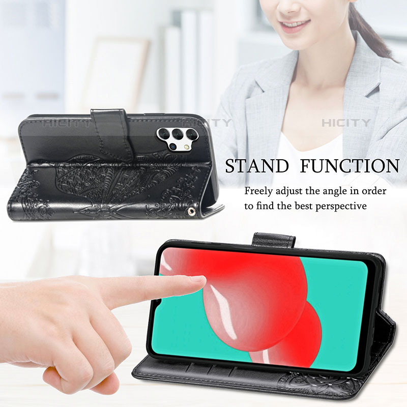 Handytasche Stand Schutzhülle Flip Leder Hülle Schmetterling für Samsung Galaxy M32 5G