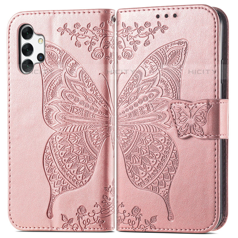 Handytasche Stand Schutzhülle Flip Leder Hülle Schmetterling für Samsung Galaxy M32 5G Rosa