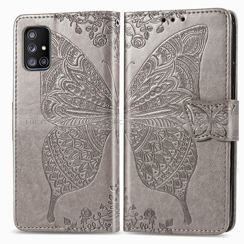 Handytasche Stand Schutzhülle Flip Leder Hülle Schmetterling für Samsung Galaxy M40S Grau Plus