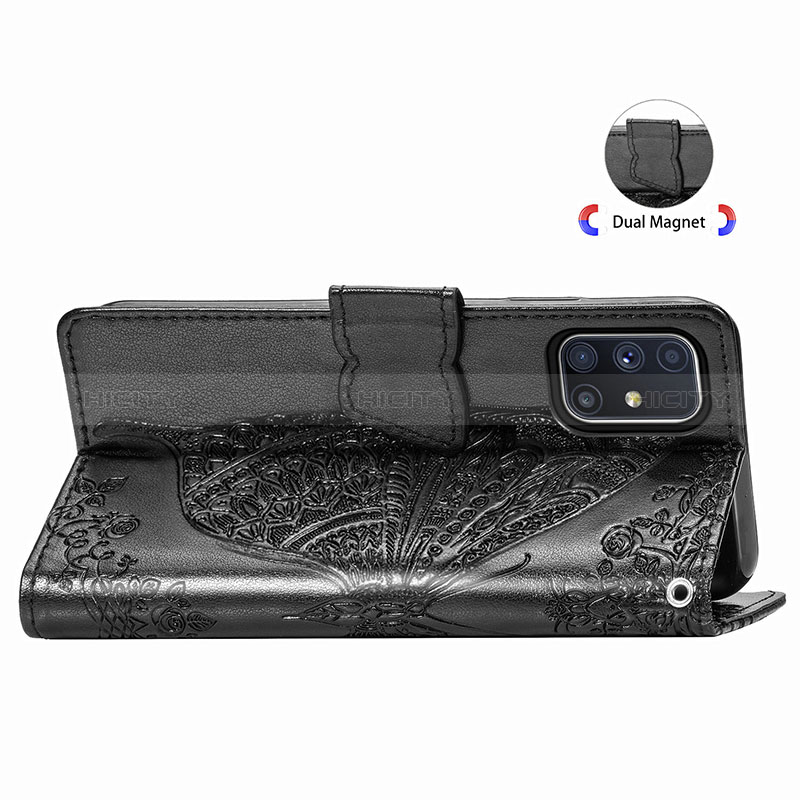 Handytasche Stand Schutzhülle Flip Leder Hülle Schmetterling für Samsung Galaxy M51