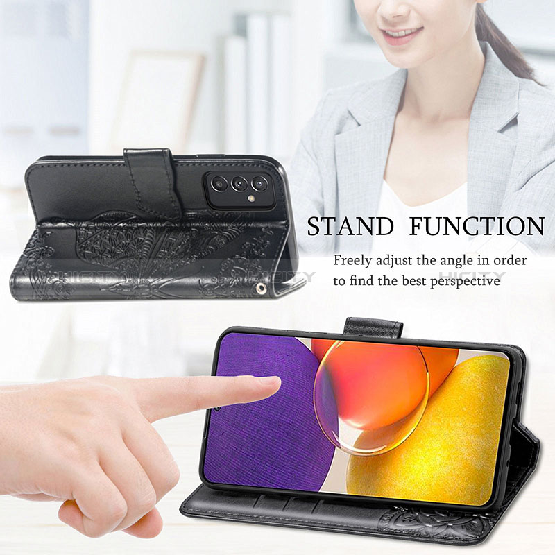 Handytasche Stand Schutzhülle Flip Leder Hülle Schmetterling für Samsung Galaxy Quantum2 5G groß