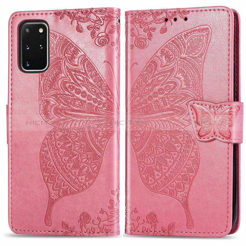 Handytasche Stand Schutzhülle Flip Leder Hülle Schmetterling für Samsung Galaxy S20 Plus 5G Pink