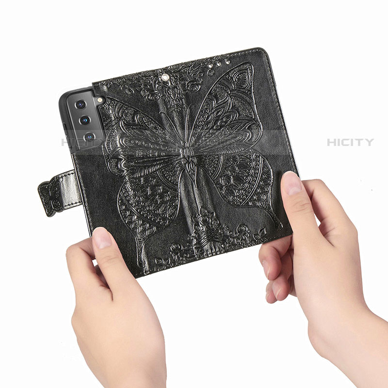 Handytasche Stand Schutzhülle Flip Leder Hülle Schmetterling für Samsung Galaxy S22 Plus 5G groß