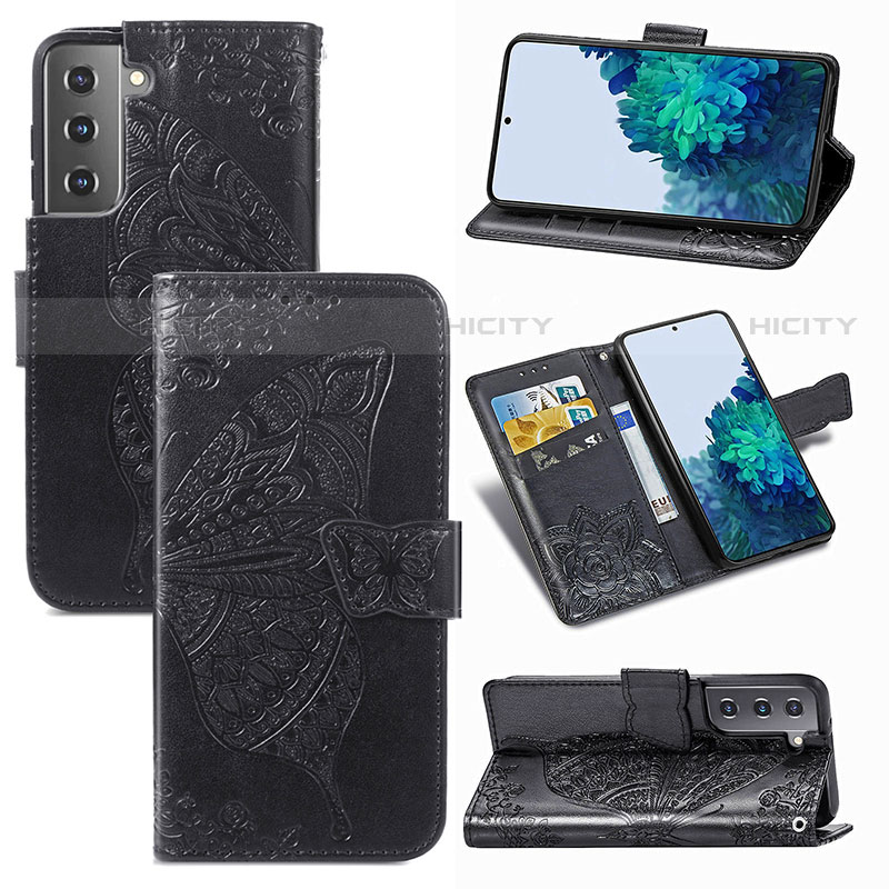 Handytasche Stand Schutzhülle Flip Leder Hülle Schmetterling für Samsung Galaxy S22 Plus 5G groß