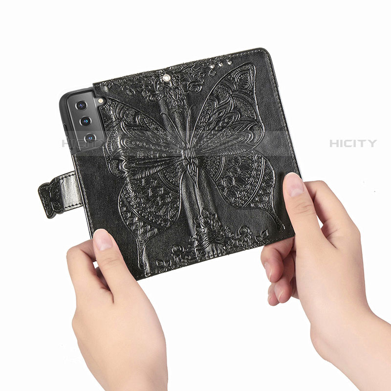 Handytasche Stand Schutzhülle Flip Leder Hülle Schmetterling für Samsung Galaxy S23 5G groß