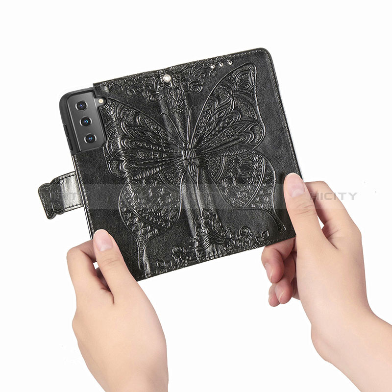 Handytasche Stand Schutzhülle Flip Leder Hülle Schmetterling für Samsung Galaxy S24 5G