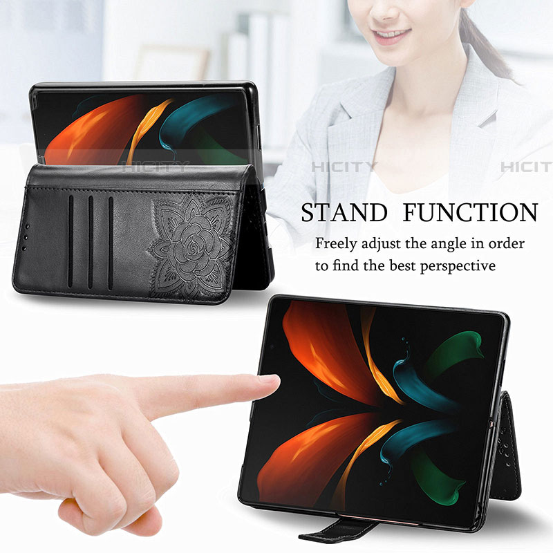 Handytasche Stand Schutzhülle Flip Leder Hülle Schmetterling für Samsung Galaxy Z Fold4 5G