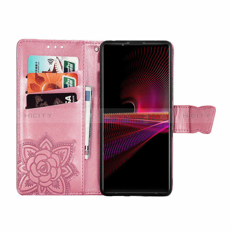 Handytasche Stand Schutzhülle Flip Leder Hülle Schmetterling für Sony Xperia 1 III groß