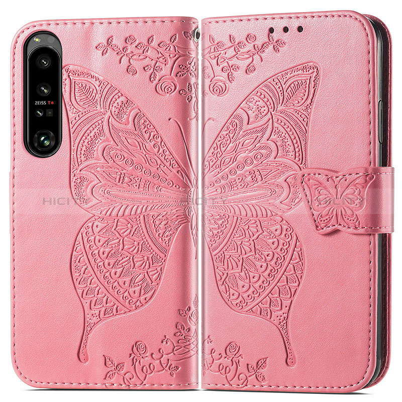 Handytasche Stand Schutzhülle Flip Leder Hülle Schmetterling für Sony Xperia 1 IV SO-51C Pink Plus