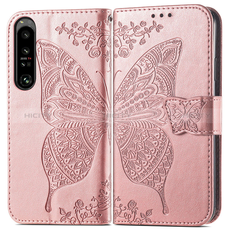 Handytasche Stand Schutzhülle Flip Leder Hülle Schmetterling für Sony Xperia 1 IV SO-51C Rosa